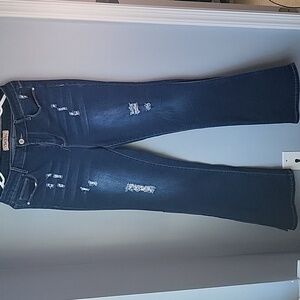 Elite Jeans distressed and slit knee to floor. Size 11/12